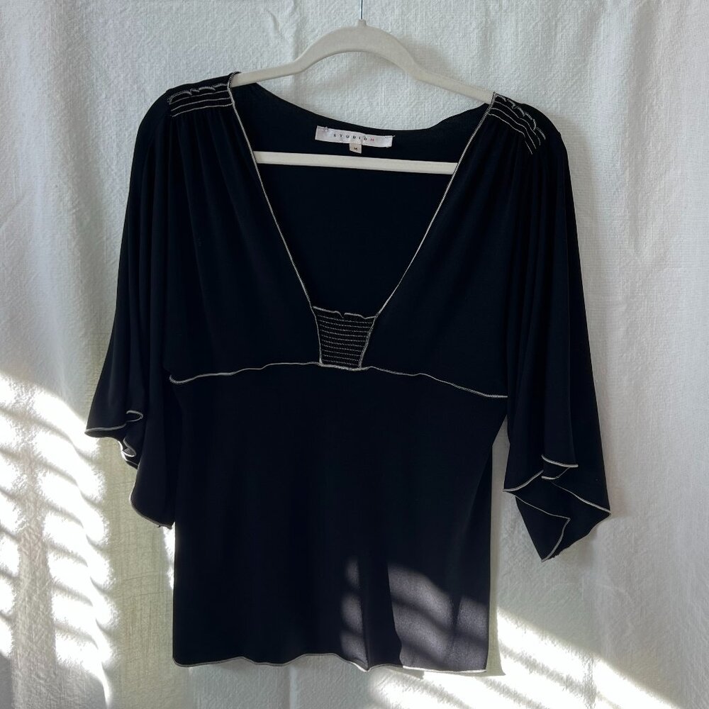 'Vintage' Contrast Stitched Blouse